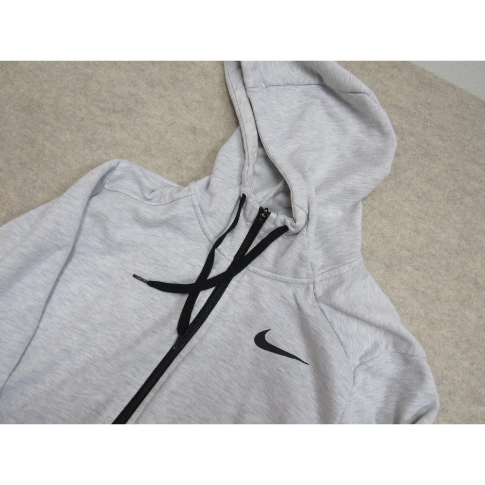 Nike Dri-FIT Full Zip Hoodie Mens Gray Heather Athletic Training Sweatshirt L